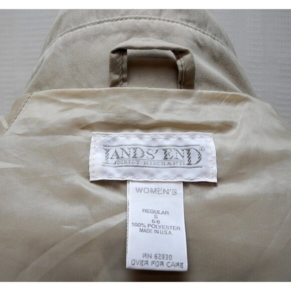 Lands' End Tan Zip Front Car Coat - Drawstring Waist - Women's Jacket Small 6-8 - Picture 5 of 7